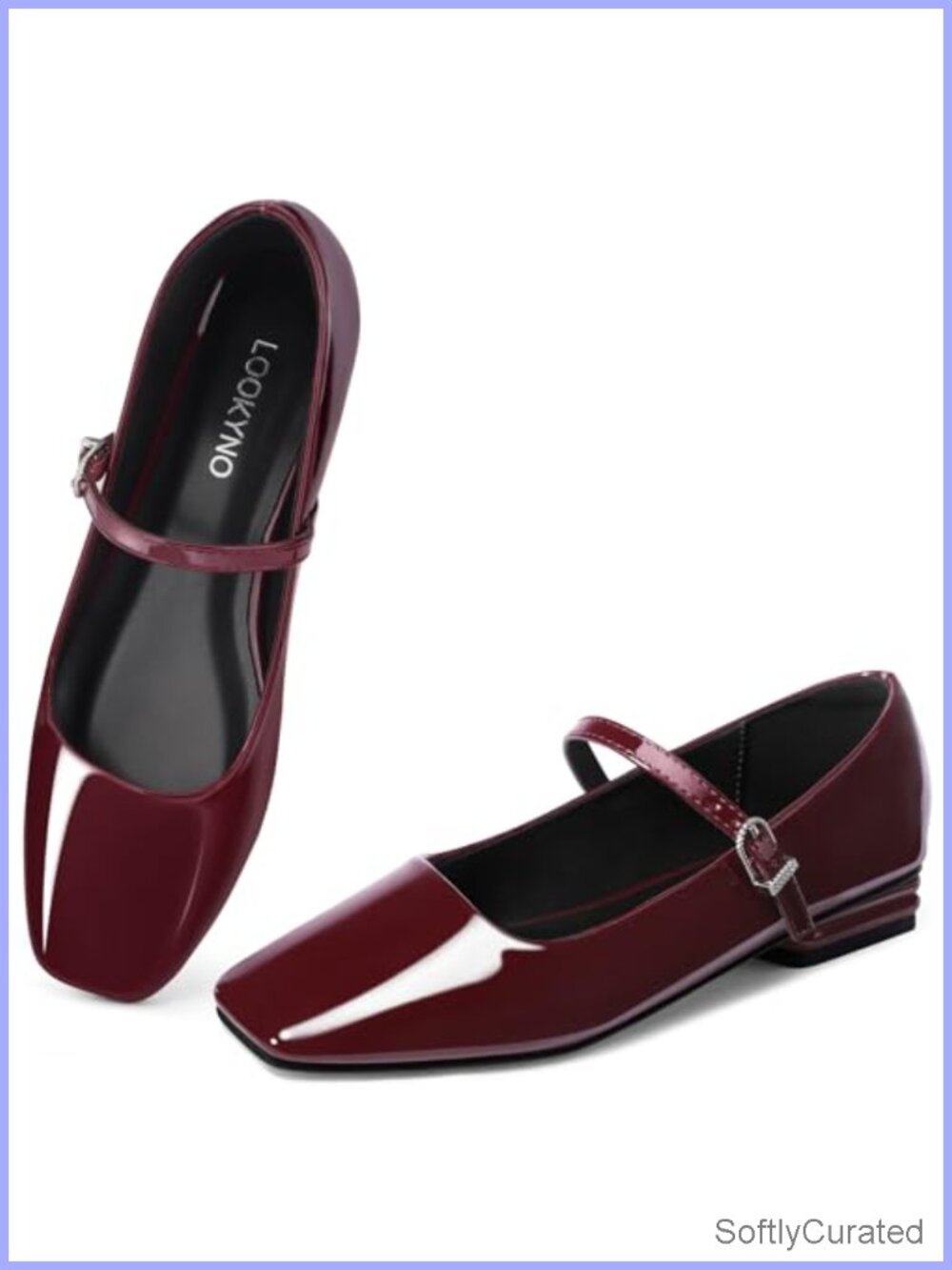 Mary Jane Flats Square Toe Slip On Ballet Shoes Faux Leather Comfort